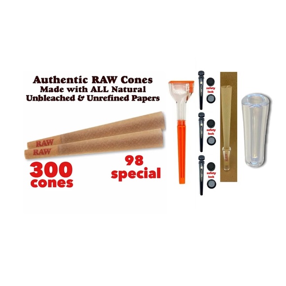 RAW. One classic 98 special cone 300pack + 3 tubes + glass cone tip +cone filler - Picture 11 of 11